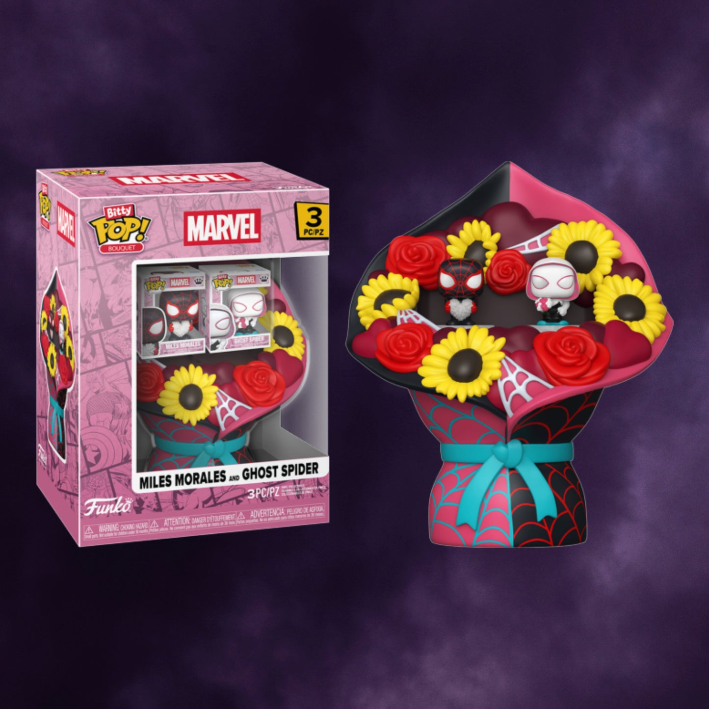 Funko Bitty Pop! Bouquet: Marvel – Spider-Man Miles Morales & Ghost Spider (Valentine’s Day)