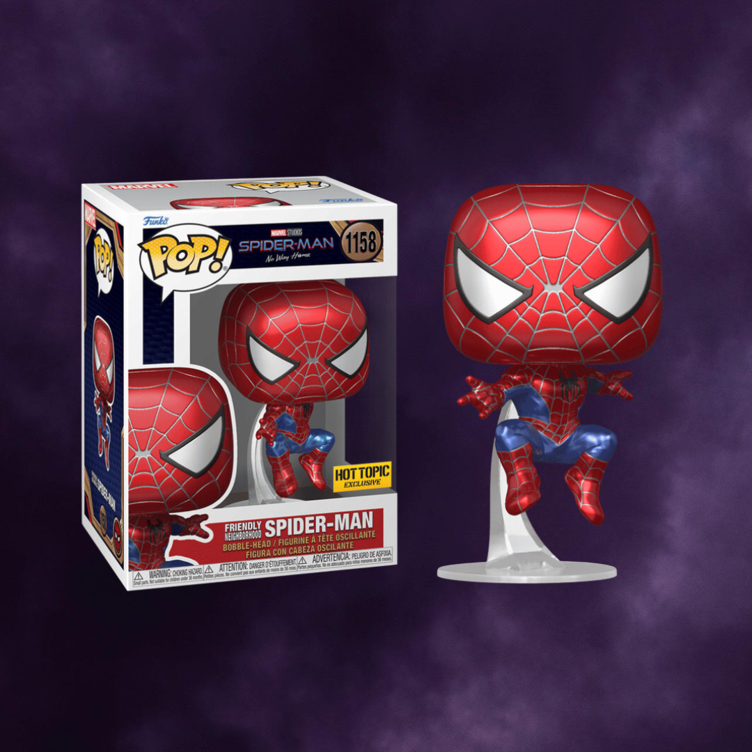 Spider-Man: No Way Home Friendly Neighborhood Spider-Man Metallic Exclusive Funko Pop! Figure #1158