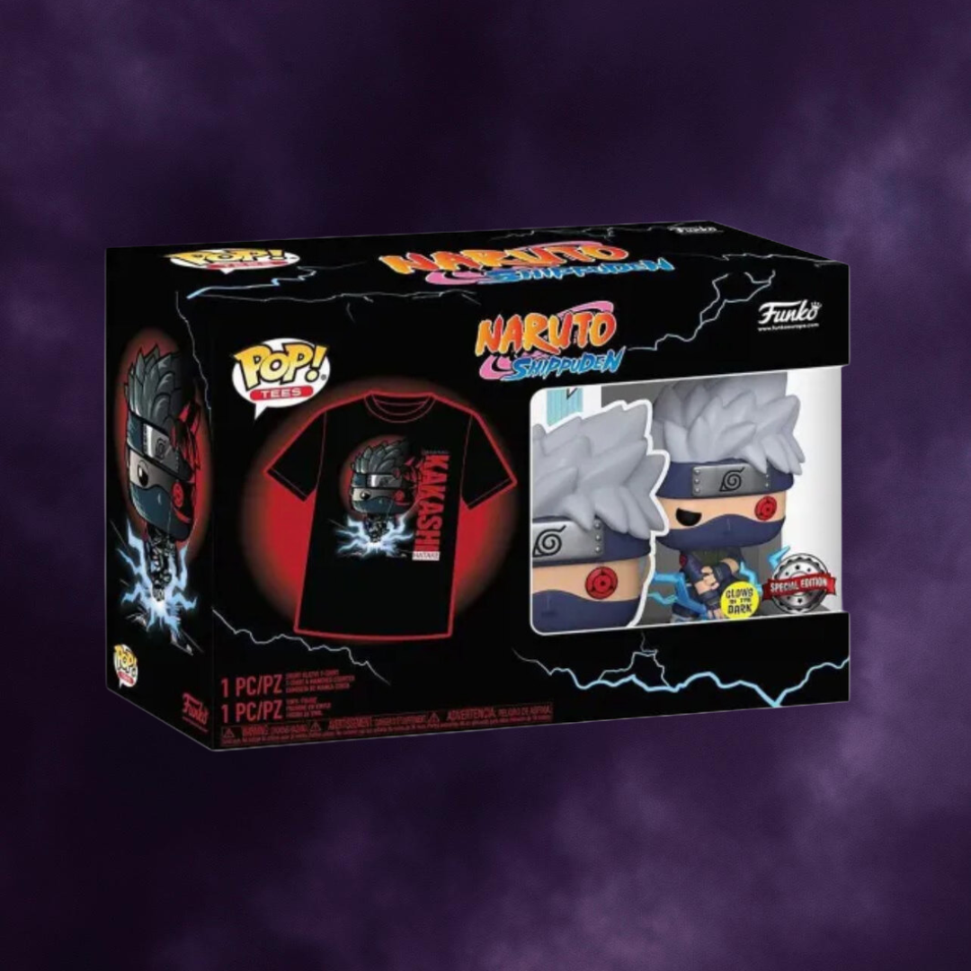 Naruto Shippuden Kakashi Hatake (Raikiri) Glow in-the Dark Funko Pop! & Tee Box Set