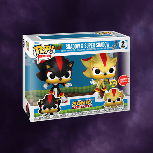 Sonic the Hedgehog – Shadow & Super Shadow Funko Pop! 2-Pack (Gamestop Exclusive, Glow in the Dark)