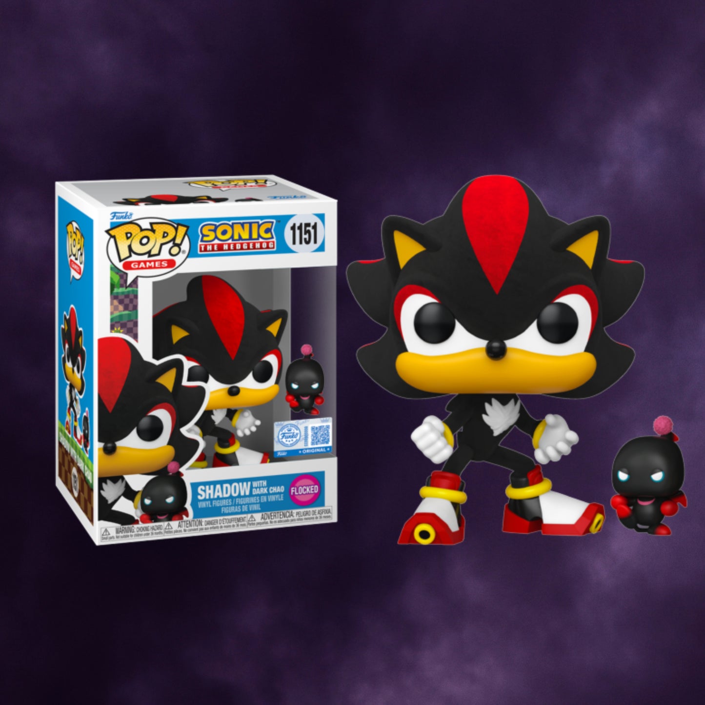 Sonic the Hedgehog Funko Pop! Games Shadow with Dark Chao (Flocked) #1151
