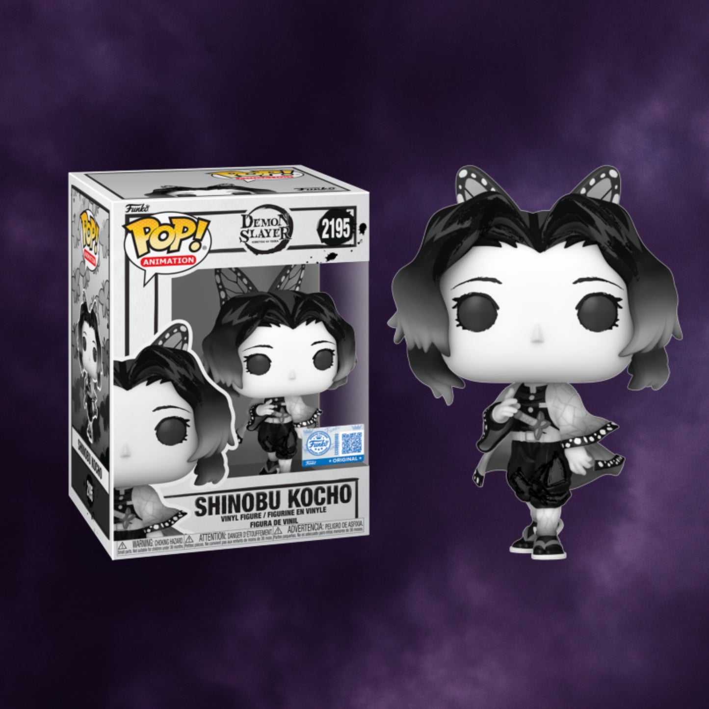 Demon Slayer Pop! Animation Shinobu Kocho #2195 (Black & White) – Special Edition