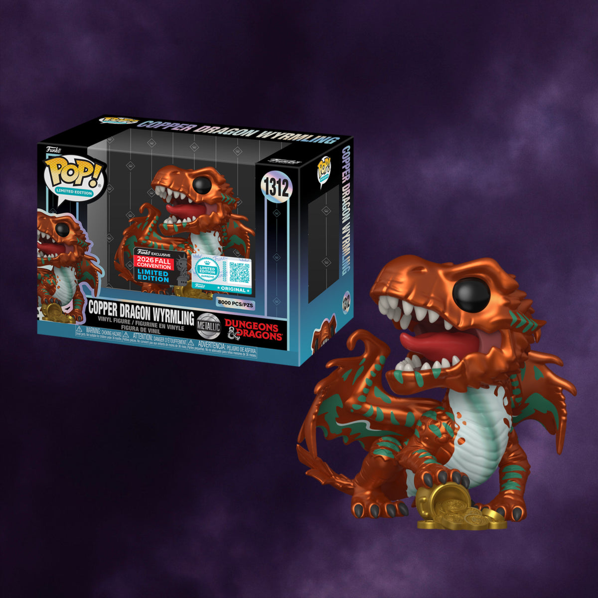 Funko Pop! Dungeons & Dragons – Copper Dragon Wyrmling #1312 Metallic – 8000 Pcs 2026 Fall Convention Exclusive