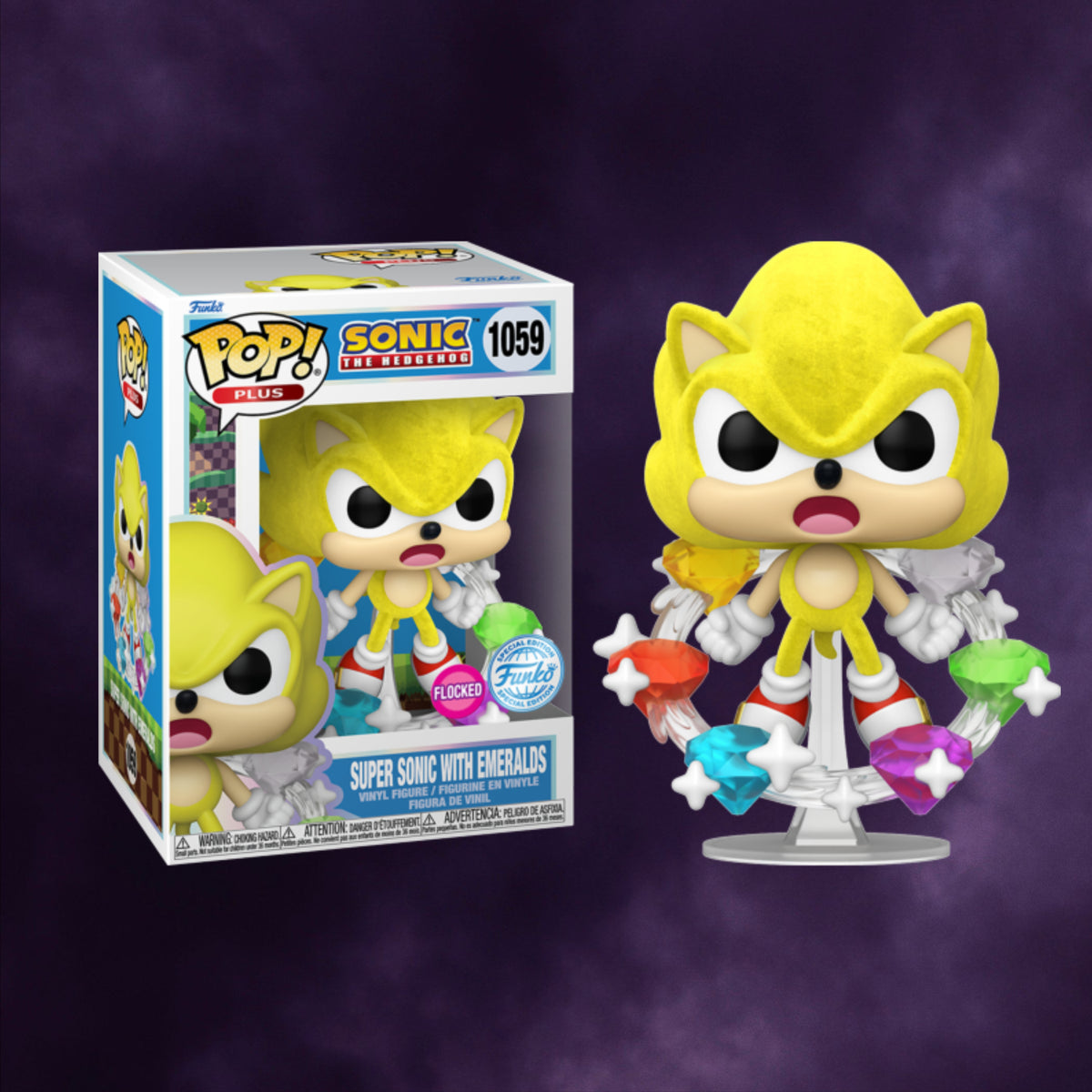 Funko Pop! Plus Sonic the Hedgehog – Super Sonic with Emeralds #1059 Flocked Exclusive